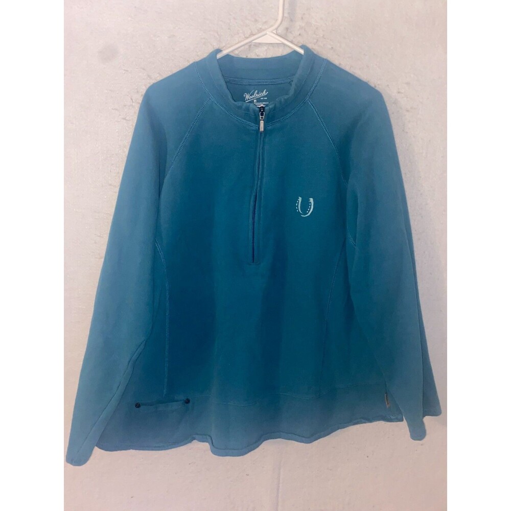 Woolrich Fleece Pullover 1/4 Zip Fleece Jacket Womens XXL Teal Blue USA
